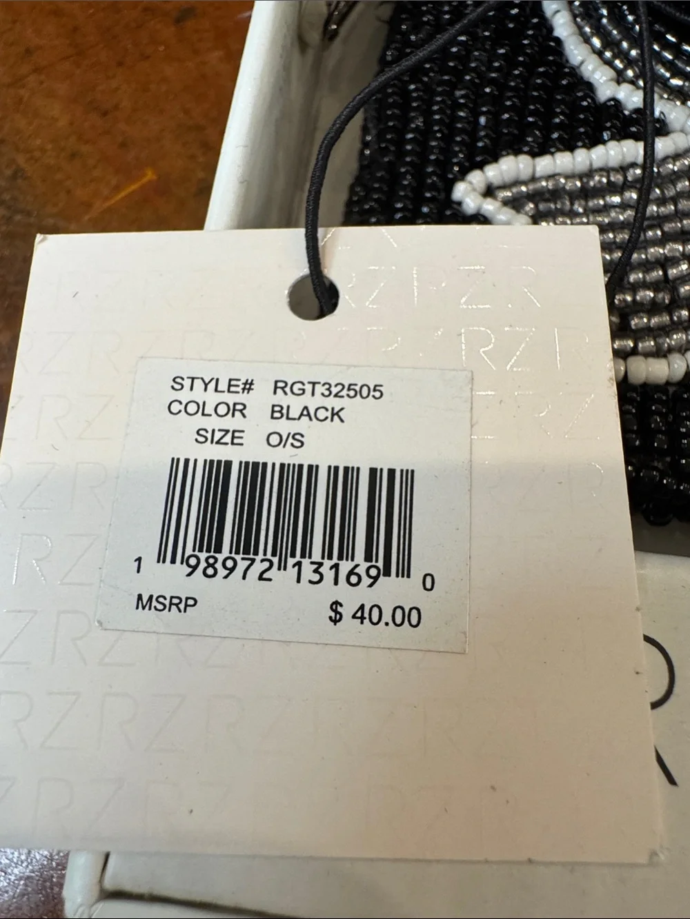 Rachel Zoe Black & White Beaded Card Case with Matching Charm